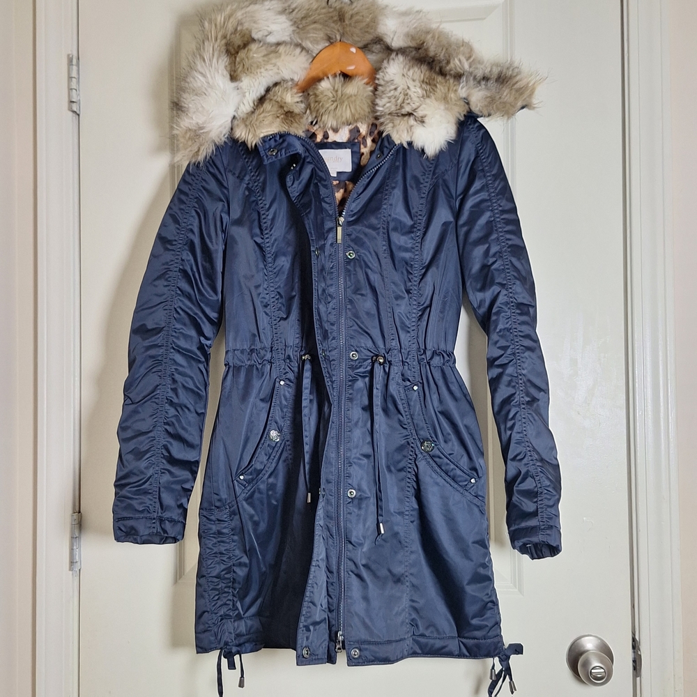Laundry by Shelli Segal Women's Navy Hooded Puffer Jacket Size XS